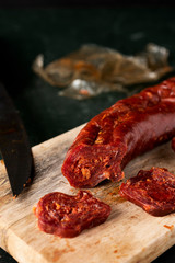 chorizo, cured pork sausage typical of spain