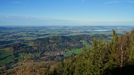 Aerial panoramic view from the top of Untersberg mountain in Austria.