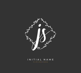 Handwritten letter J S JS for identity and logo. Vector logo template with handwriting and signature style.