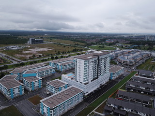 Kuching, Sarawak / Malaysia - January 3, 2020: The Tabuan Tranquility commercial area, condominium and residential houses