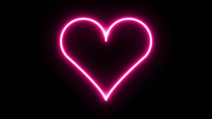 heart shaped neon light pink flickering glow