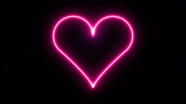heart shaped neon light pink pulsing glow