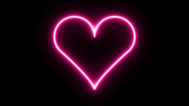 heart shaped neon light pink flickering glow