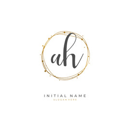 Obraz na płótnie Canvas Handwritten letter A H AH for identity and logo. Vector logo template with handwriting and signature style.