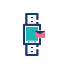 Isolated envelope message and smartwatch vector design