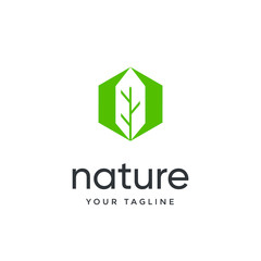 leaf logo design vector for nature symbol template editable