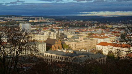 Fototapeta na wymiar Aerial panorama of the Brno city. Czech Republic, East Europe. 