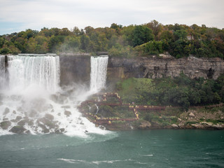 Niagara Falls, New York state, United States of America and Canada - edge of Niagara falls, town...