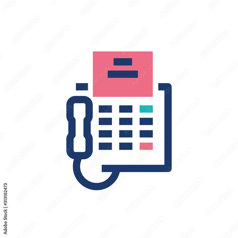 Poster isolated fax with phone and message paper vector design