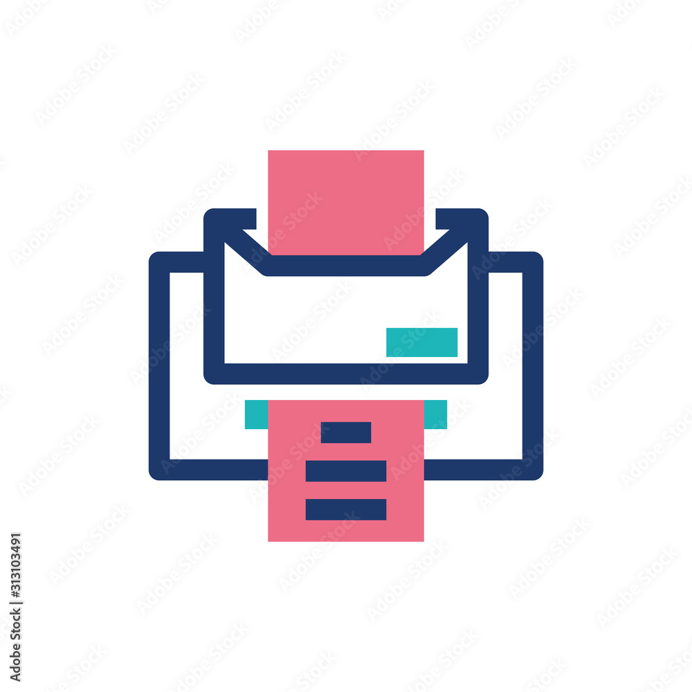 Aufkleber isolated printer with data document vector design