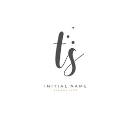 Handwritten letter T S TS for identity and logo. Vector logo template with handwriting and signature style.