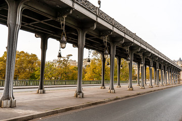 Nice view of Bir Hakeim bridge during Autumn season late afternoon . One of the most important bridge in the movie scene name Inception which locate in the heart of Paris , France