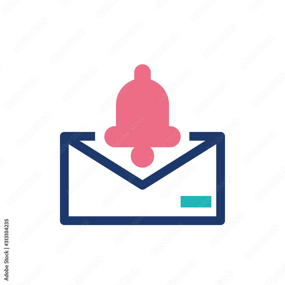 Poster isolated envelope message and bell vector design