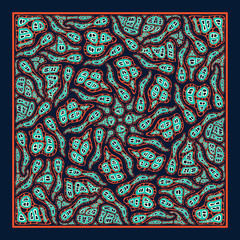 contemporary native freeform pattern on dark blue