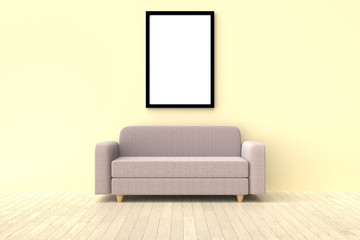 3d render black Photo frame on color wall