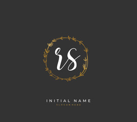 Fototapeta premium Handwritten letter R S RS for identity and logo. Vector logo template with handwriting and signature style.