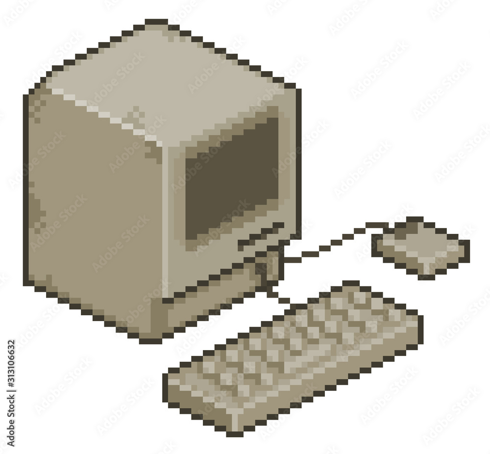 Poster pixel art old computer 8bit game item