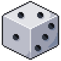 Fototapeta premium Pixel art dice 8bit game icon White Background