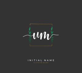 Fototapeta premium Handwritten letter U M UM for identity and logo. Vector logo template with handwriting and signature style.