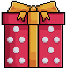 Naklejka premium Pixel art christmas gift item for game 8bit