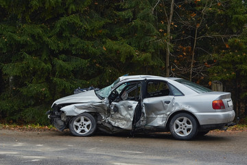 Obraz na płótnie Canvas car after serious accident on a road