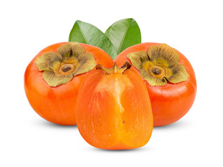 fresh ripe persimmons isolated on white background