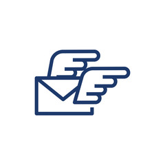 Isolated envelope message with wings vector design