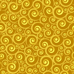 Fototapeta na wymiar Vector seamless pattern, decorated with gold swirls on a yellow background.