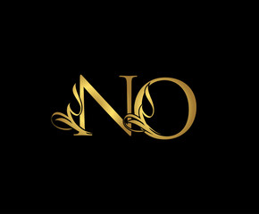 Fototapeta premium Golden N, O and NO Luxury Logo Icon, Classy Letter Logo Design.