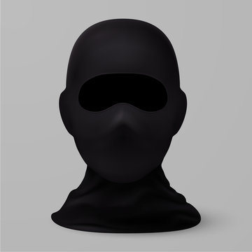 Balaclava Snowboarding or Mountain Skiing Protective Wear. Symbol of Hacker, Terrorist, Robber or a Criminal Person. Illustration on Gray Background