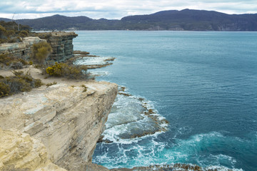 A beautiful coast line with clear waters, in Tasmania.