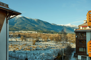 Ski resort center in Bulgaria. Mountain View.