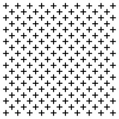 black and white fashion prints patterns made with '+' plus sign.seamless geometric monochrome cross pattern.Seamless crosses pattern