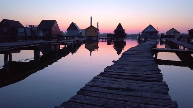 Bokod, Hungary: An unusual fishing village features boardwalks in Bokod, Hungary.