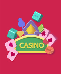 Illustration of pastel color casino gaming style