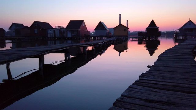 Bokod, Hungary: An unusual fishing village features boardwalks in Bokod, Hungary.