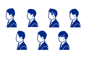 男性の横顔アイコンセット