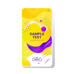 web template dynamical colorful gradient abstract banner flowing liquid shape fluid color smartphone screen online mobile app memphis style vector illustration