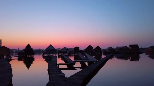 Bokod, Hungary: An unusual fishing village features boardwalks in Bokod, Hungary.