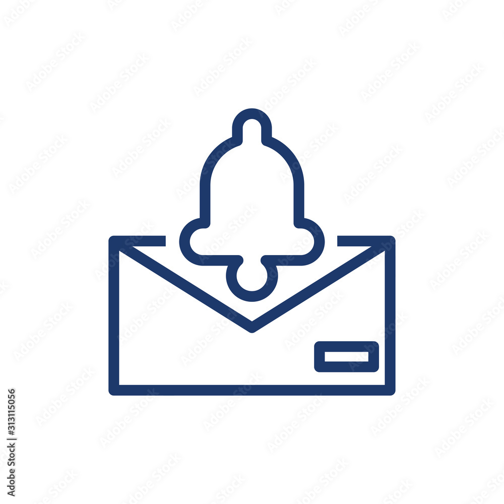 Poster isolated envelope message and bell vector design