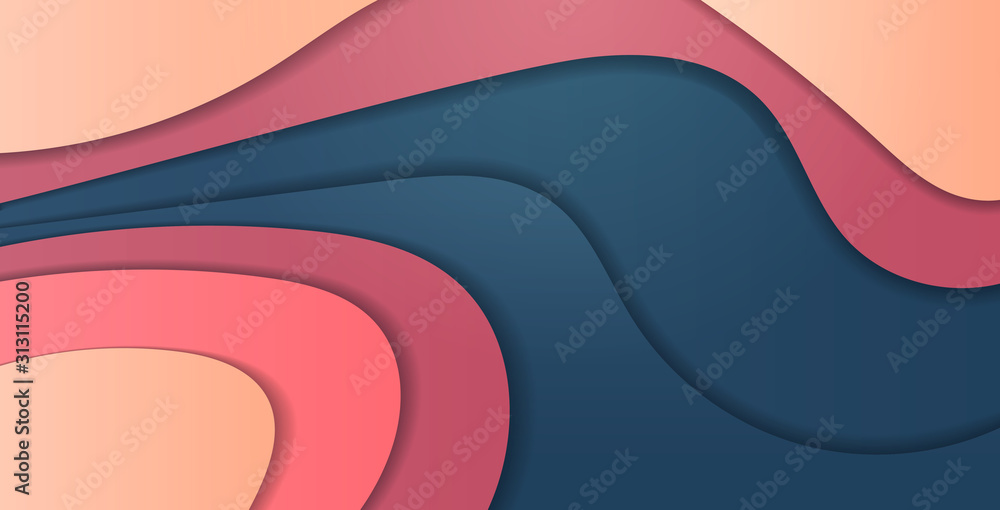 Poster paper cut composition 3d abstract background with colorful waves carving art concept wavy layout for