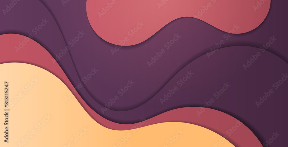 Poster paper cut composition 3d abstract background with colorful waves carving art concept wavy layout for