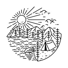 Camping Hiking Climbing Mountain Nature Graphic Illustration Vector Art T-shirt Design