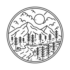 Camping Hiking Climbing Mountain Nature Graphic Illustration Vector Art T-shirt Design