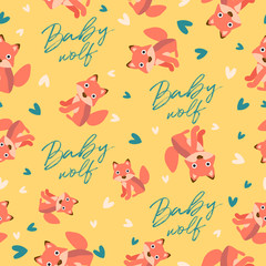 Big set of young animal seamless pattern : Vector Illustration