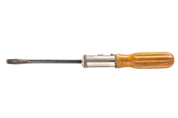 Old tool. Old screwdriver with a wooden handle.