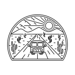 Van Desert Mountain Nature Graphic Illustration Vector Art T-shirt Design