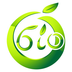 Bio Logo - Apfel mit grünem Blatt