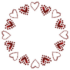 valentine s day frame made of hand drawn watercolor hearts.