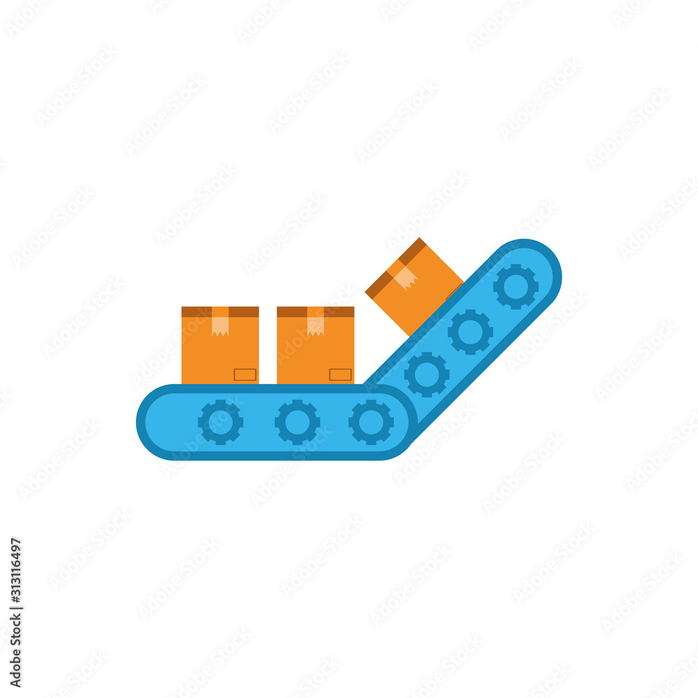 Poster isolated delivery boxes and gears band vector design
